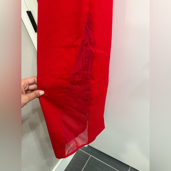 Dress the Population Bryson Dress - Red Dress with Mesh Panels - Picture 6 of 9